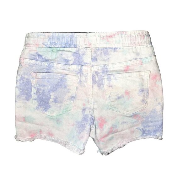 Cat & Jack Jean Shorts Girls Sz 7 8 Tie Dye Pastel Cut Offs Elastic Waist Target - Picture 2 of 5